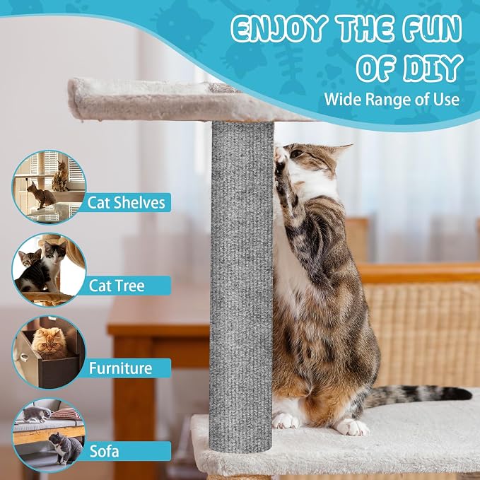 Climbing Cat Scratcher Mat Trimmable Cat Scratching Post Carpet 78.7’’x15.8’’ - Image 6