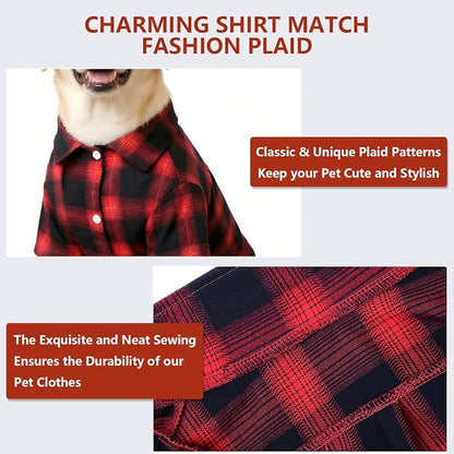 Koneseve Dog Plaid Shirt, Pet Clothes T-Shirt Sweater Matching Breathable - Image 4