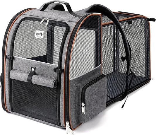 Lekebobor Extra Large Cat Backpack Carrier Expandable Pet Carrier Backpack by LEKEBOBOR
