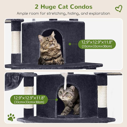 Globlazer Corner Cat Tree for Large Cats, 66inch Tall Curved Series Large Cat - Image 4