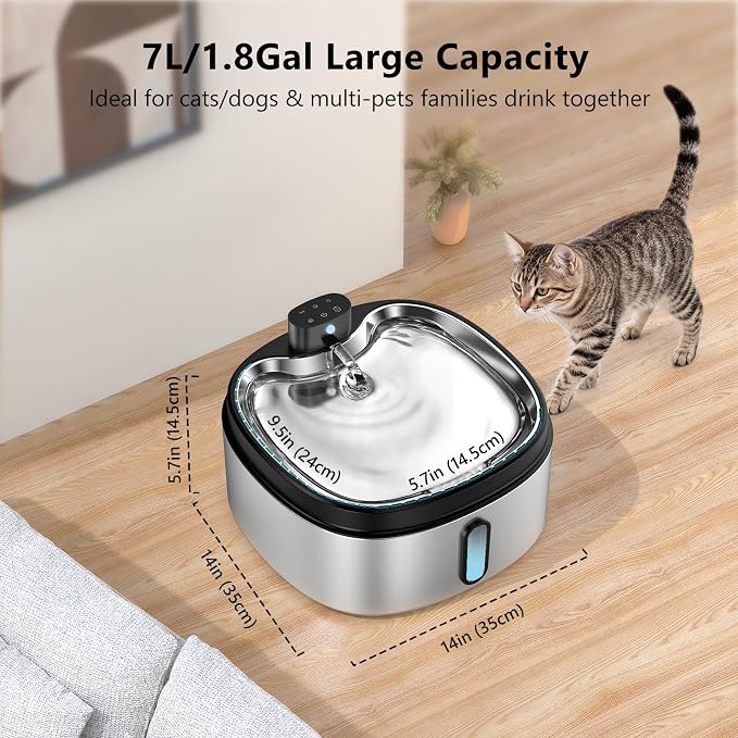 Wireless Cat/Dog Water Fountain 7L/1.8Gal - Image 2