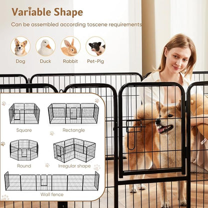 DUMOS Dog Playpen Indoor, Metal 32 Inch 8 Panels Foldable Pet Fence - Image 4