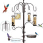 6-Hook Bird Feeding Station Kit, Wild Bird Feeder Stand Pole, Bird Bath and by YINGYM