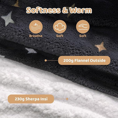 Mewaii Wearable Blanket Hoodie for Adults, Warm Sherpa & Soft Flannel Long - Image 5