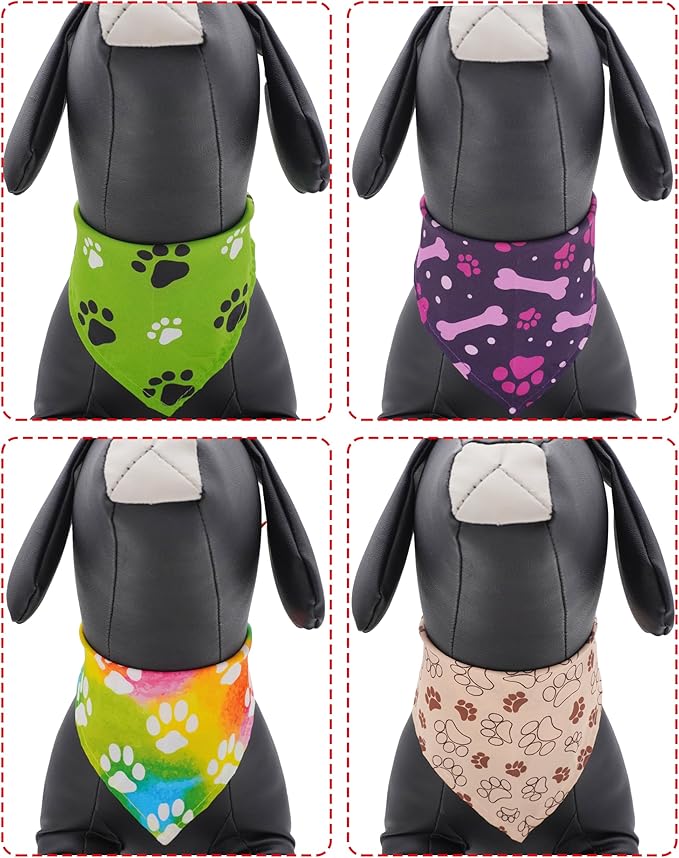 PET SHOW 50 Pack Paw Pattern Small Dog Bandanas Bulk XS Washable Puppy Girl Boy - Image 5