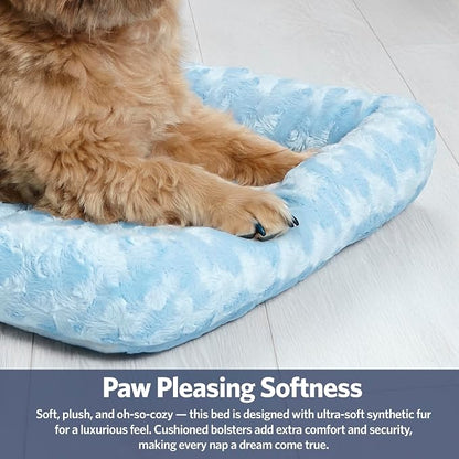 MidWest Homes for Pets QuietTime Fashion XXS Dog Bed – Blue Faux Fur Bolster - Image 5