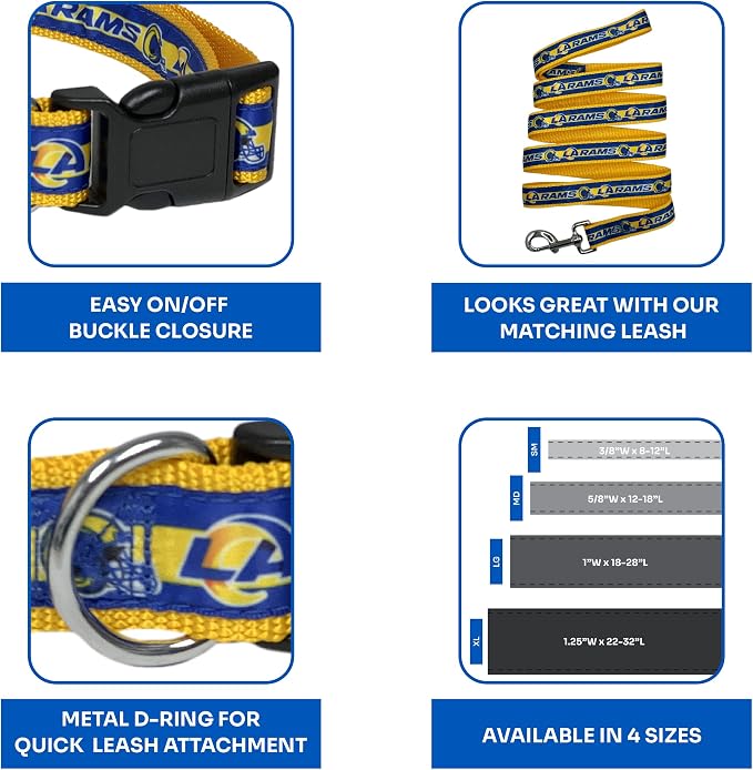 NFL PET Collar Los Angeles Rams Dog Collar, Small Football Team Collar - Image 6