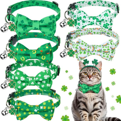 Hsei 6 Pcs St. Patrick's Day Cat Collar Bulk by Hsei