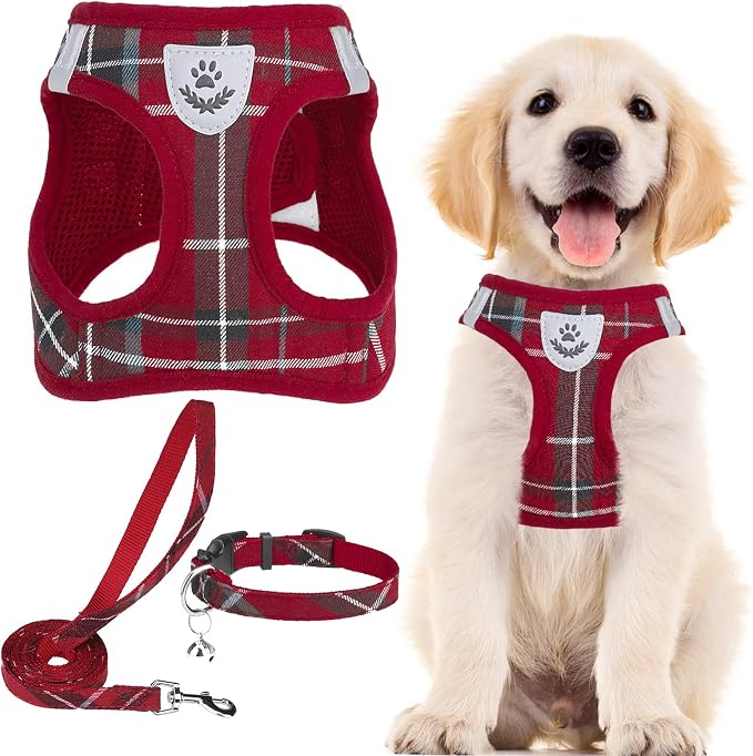 PUPTECK Adjustable Pet Harness Collar and Leash Set Step in by PUPTECK