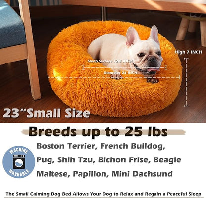 Calming Donut Dogs Beds for Small Dogs Washable, 23inch Plush Round Pet Bed for - Image 5