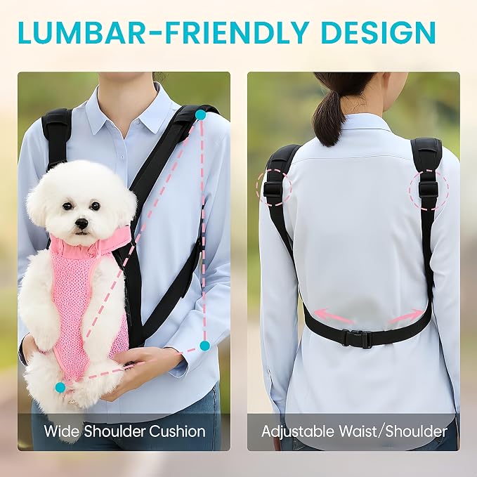 Dog Backpack Carrier, Thick Straps & Cushion, Pet Sling Front Backpacks - Image 6