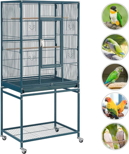 Yaheetech 54inch Metal Large Parrot Parakeet Flight Bird Cage w/Rolling Stand - Image 4