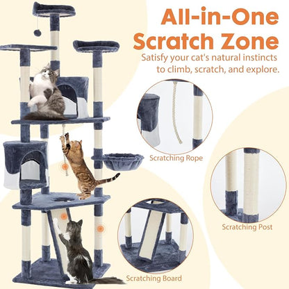 Sweetcrispy 79 inch Cat Tree Tower, Large Multi Level Cats Climbing Tower - Image 4