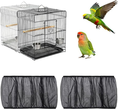 Fengek 2 Pcs Adjustable Bird Cage Cover & Seed Catcher Net by Fengek
