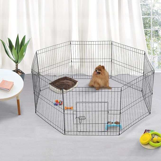 Yaheetech 24 inch 32 Panel Metal Black Heavy Duty Foldable Dog Pen - Image 2