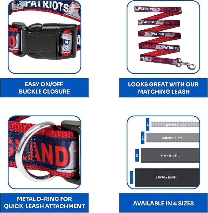 NFL PET Collar New England Patriots Dog Collar, Small Football Team Collar - Image 6
