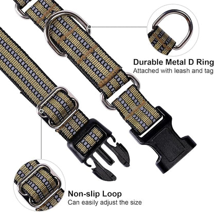 Martingale Dog Collar, Adjustable Nylon Reflective Collar - Image 3