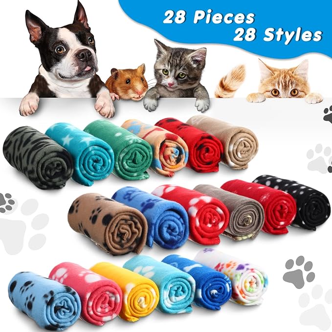 Chumia 28 Pieces Puppy Blanket Bulk Small Fleece Pet Blanket - Image 3