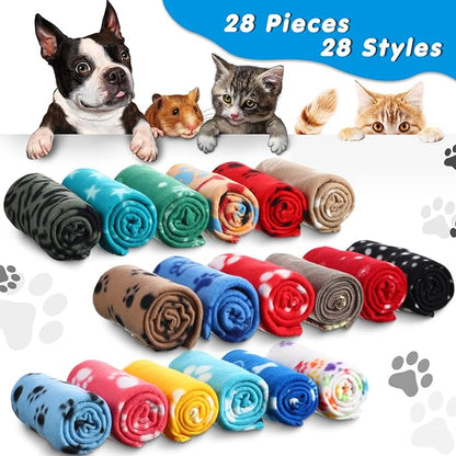 Chumia 28 Pieces Puppy Blanket Bulk Small Fleece Pet Blanket - Image 3