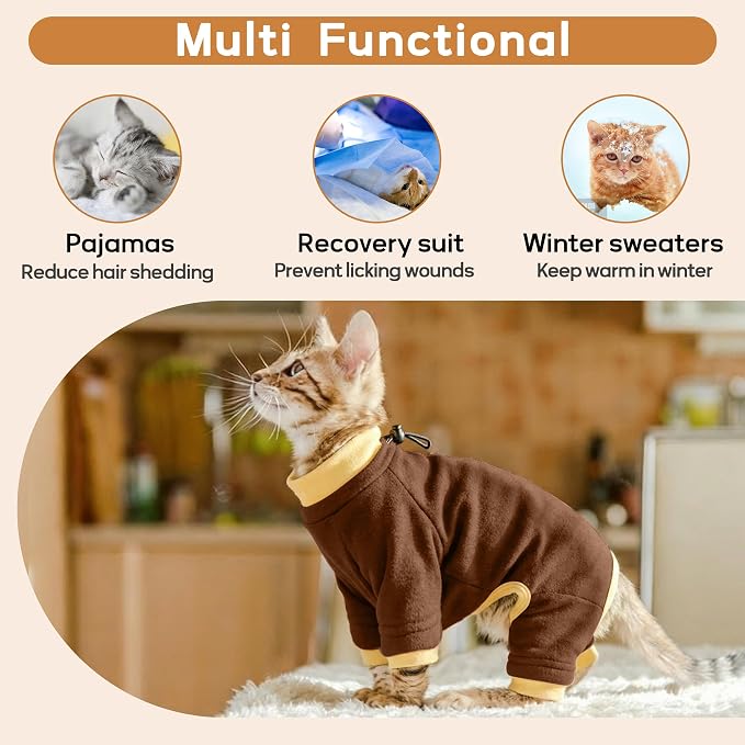 PUMYPOREITY Cat Recovery Suit, Stops Wound Licking After Surgery, Sticky Hair - Image 5