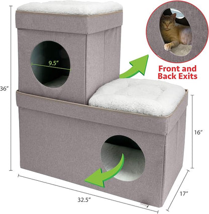 Kitty City Large Stackable Cat Condo & Cube House, Modular Indoor Cat Furniture - Image 2