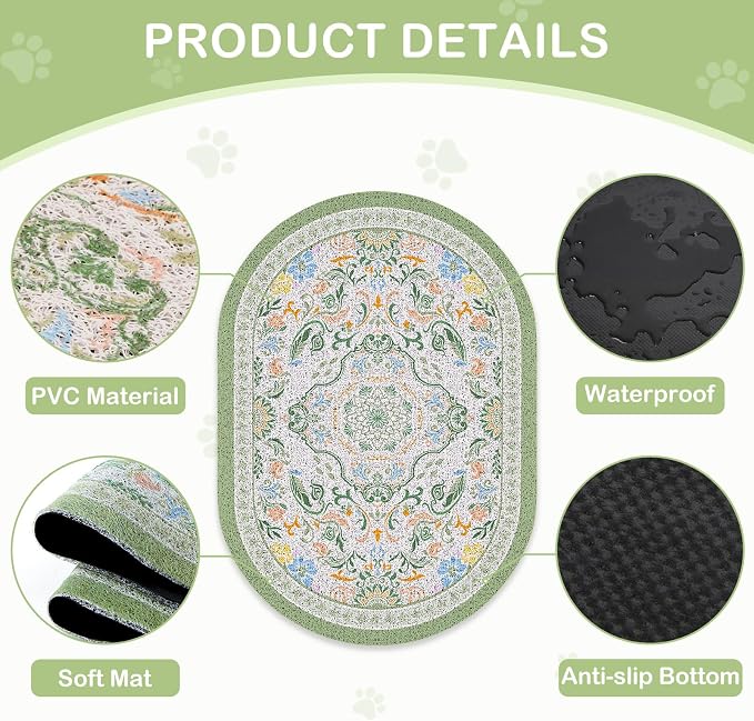 Bienbee Cat Litter Mat, Urine and Water Proof, Bean-Green L - Image 3