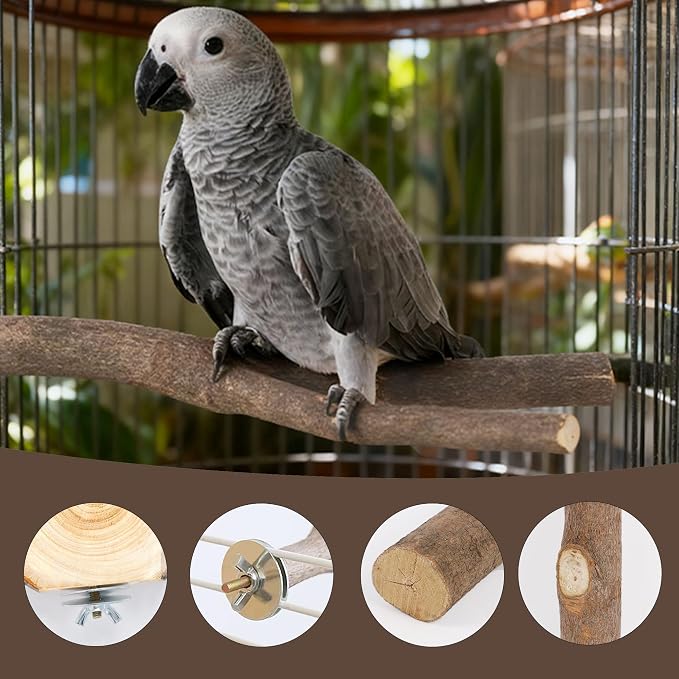 8 PCS Bird Perch Set, Natural Birch Wood Straight & Forked Perches - Image 7