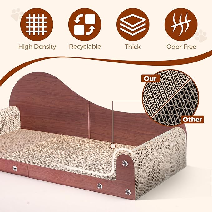 ComSaf 26.4" Large Cat Scratcher Bed, Cat Scratching Board, Durable Cardboard - Image 3