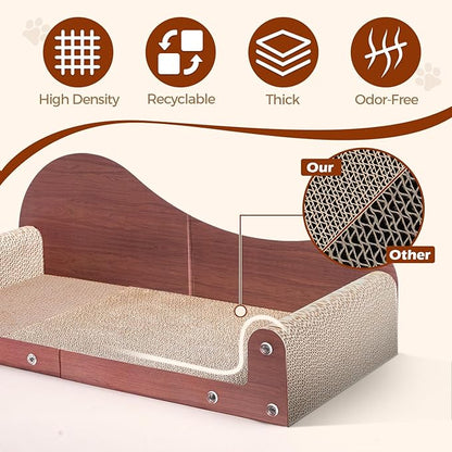 ComSaf 26.4" Large Cat Scratcher Bed, Cat Scratching Board, Durable Cardboard - Image 3