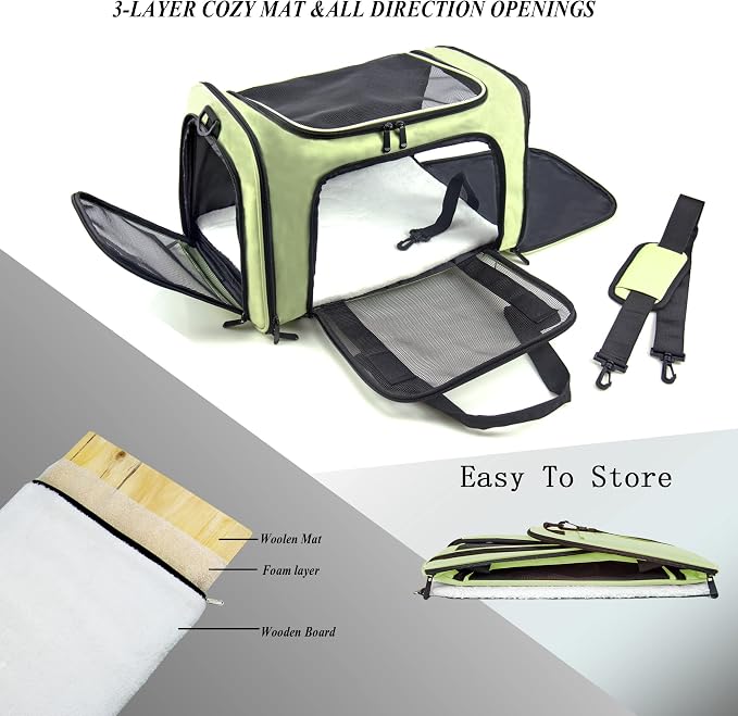 Soft Sided Carrier for Small Medium Cats Dogs, Removable Pad Collapsible Travel - Image 5