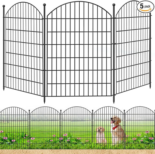 Decorative Garden Fence 40in x12ft, 5 Pack No Dig Fence Animal Barrier by Thrivinest