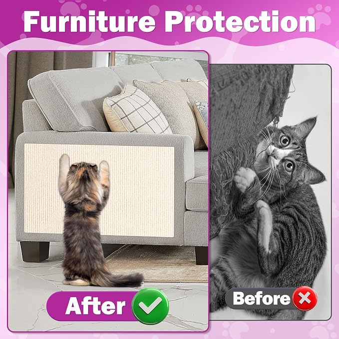 Anit Cat Scratch Couch Furniture Protector, 78.7x15.8 Cat Wall Corner Scratcher - Image 2