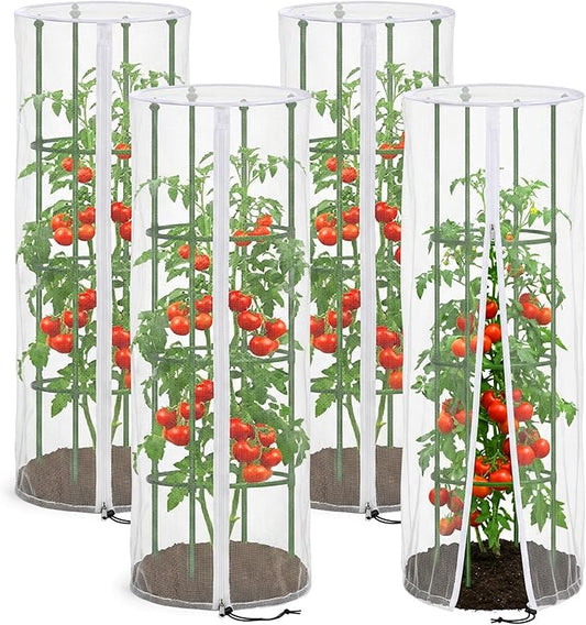 4 Pcs Garden Bird Netting for Round Plant Cage, Tomato Trellis Insect Bird by PurpleStar
