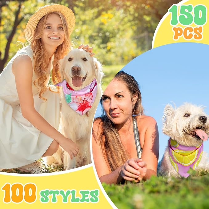 150 Pcs Hawaiian Dog Bandanas Bulk Pet Bibs Colorful Triangle Scarf Pet Bandanas - Image 6