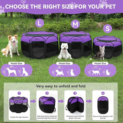 Dog Cat Playpen, Puppy Pet Playpen, Small Dogs Tent Crates Cage Indoor/Outdoor - Image 2