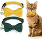 Cat Collar Breakaway with Bells, Soft Cotton Green Cat Bowtie Collar by DILLYBUD