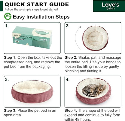 Love's cabin Round Donut Cat and Dog Cushion Bed, 20in Pet Bed - Image 8
