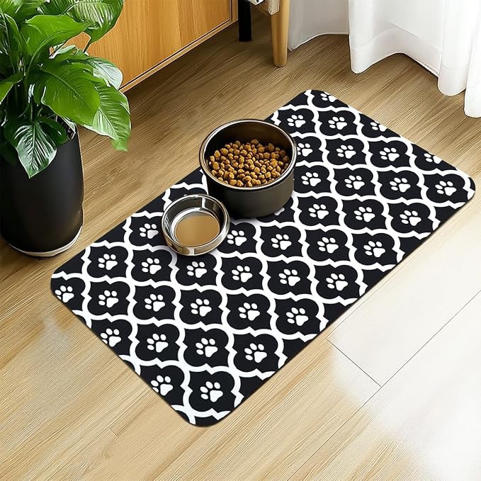 Dog Food Mat 17X30 Inch Pet Feeding Absorbent Mats by Xspatroias