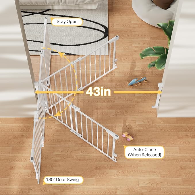 Cumbor 29.2–43" Baby Gate for Stairs, Wall-Mounted, Expandable No Bottom Bar - Image 6