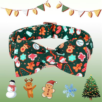 Christmas Dog Collar, Cute Winter Holiday Collars Green Christmas Tree and - Image 3