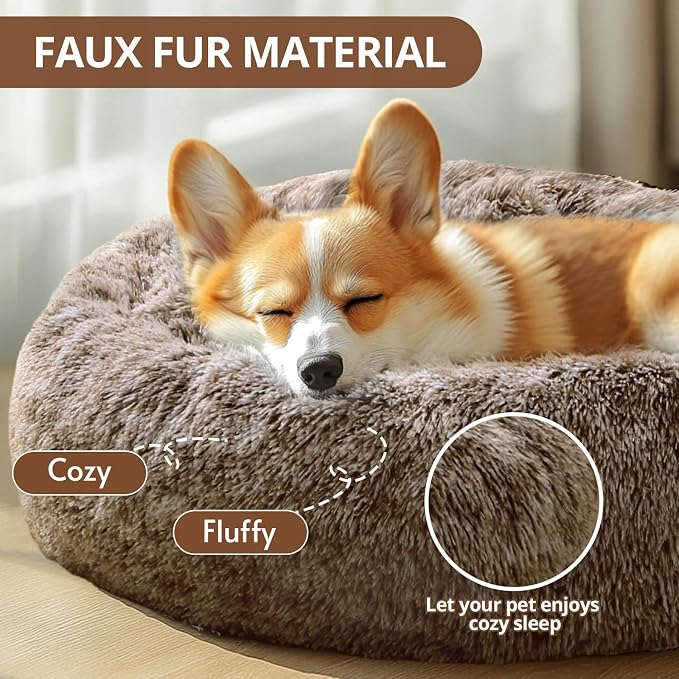 JOLLYVOGUE Calming Dog Bed Large Size Dog, Anti-Anxiety Donut Large Pet Bed - Image 2