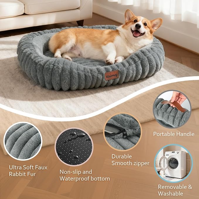 Dog Bed Large Size Dogs Washable Soft Furry Pet Bed, Calming Rectangle Large - Image 6