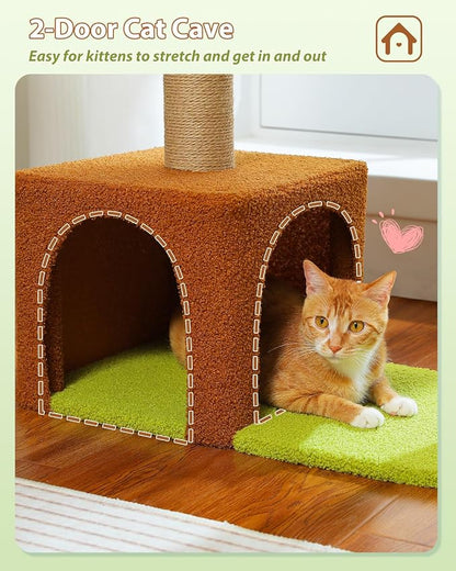 Flower Cat Tree with Sisal Scratching Posts, Cat Condo with Removable Flower Bed - Image 5