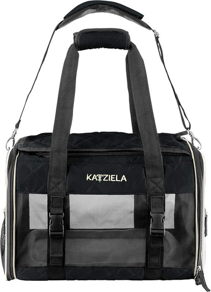 Katziela Deluxe Quilted Airline Approved Pet Dog & Cat Carrier by Katziela