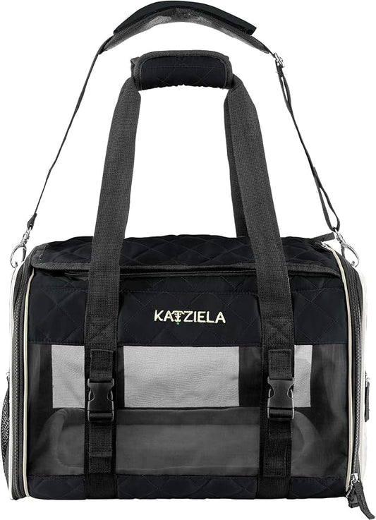 Katziela Deluxe Quilted Airline Approved Pet Dog & Cat Carrier by Katziela