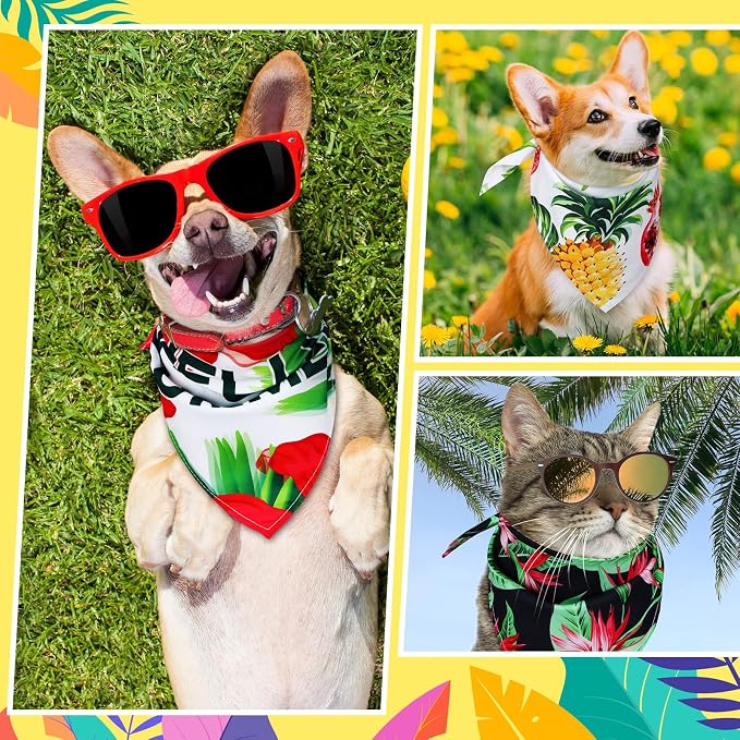 150 Pcs Hawaiian Dog Bandanas Bulk Pet Bibs Colorful Triangle Scarf Pet Bandanas - Image 4