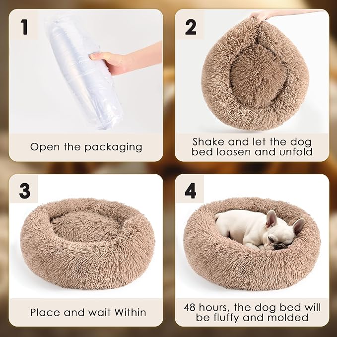 28in Large Dog Bed, Medium Size Dog and Cats, Calming Donut Bed - Image 7
