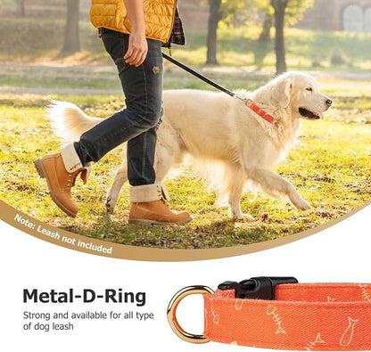 Cotton Handmade Dog Collar Cute and Distinctive Patterns Orange Fish - Image 6