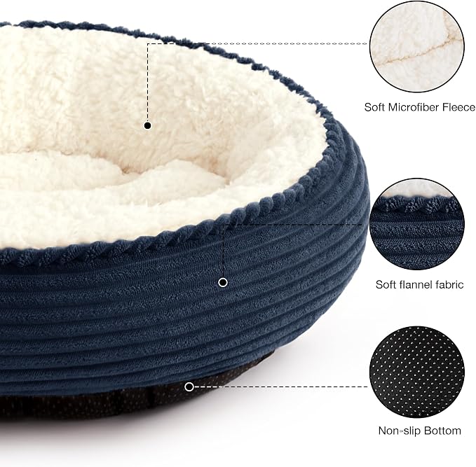 Love's cabin Round Donut Cat and Dog Cushion Bed, 25in Pet Bed - Image 2