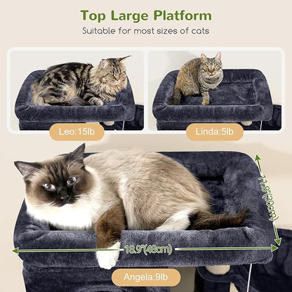 Globlazer Corner Cat Tree 66 inch Multi-Level Climbing Tower Kitty Condos Cat - Image 2